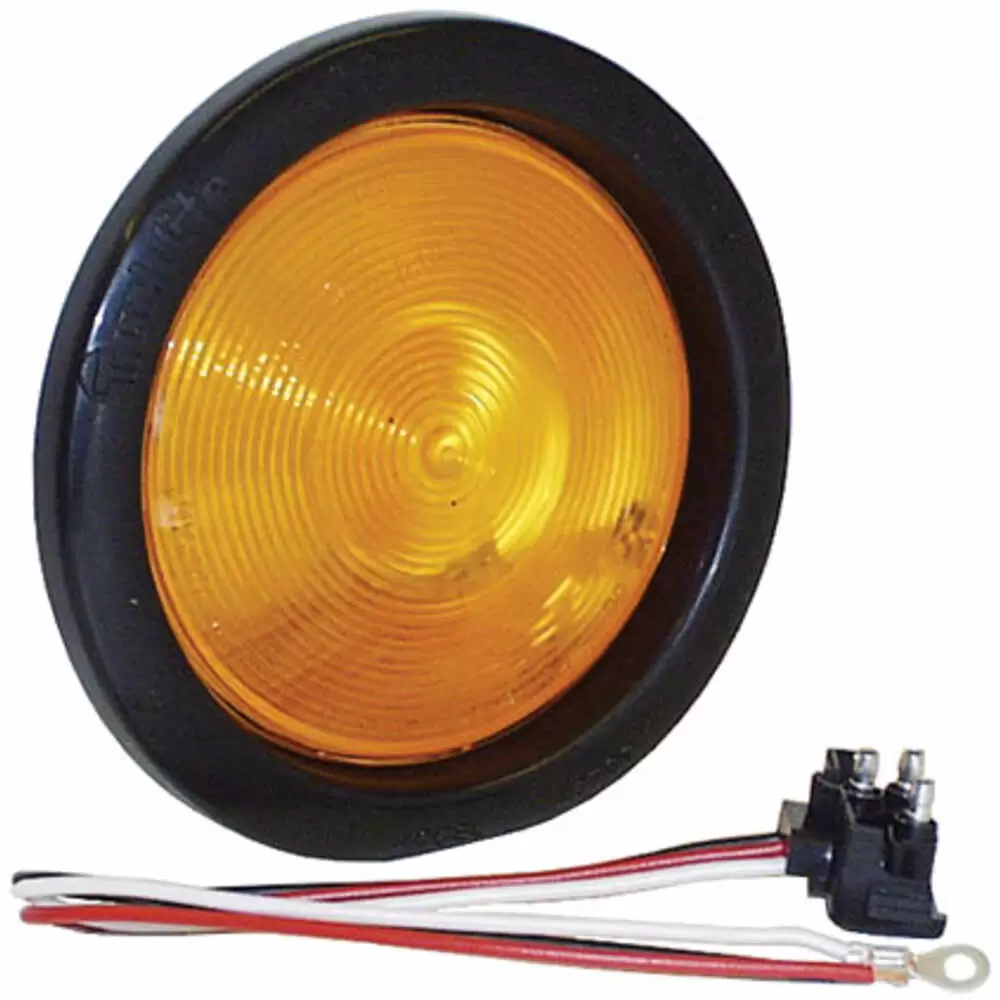 4" Standard Yellow Light with Grommet and Pigtail - Truck Lite 40 Series
