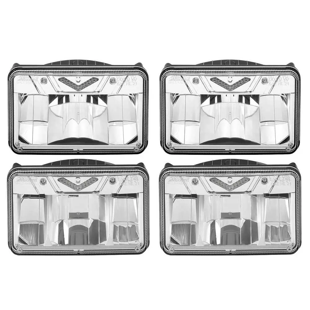 4" x 6" LED High & Low Beam with DRL 4PC Headlight Kit