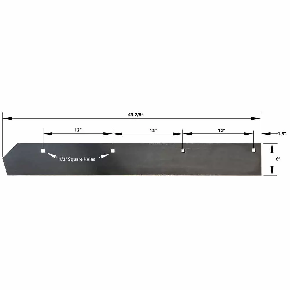 43-7/8" High Carbon Steel Cutting Edge 7.6' V-Blade, Top Punch with 4 Mounting Holes - Replaces Boss BAX00002 RTII V-Blade BAX00097