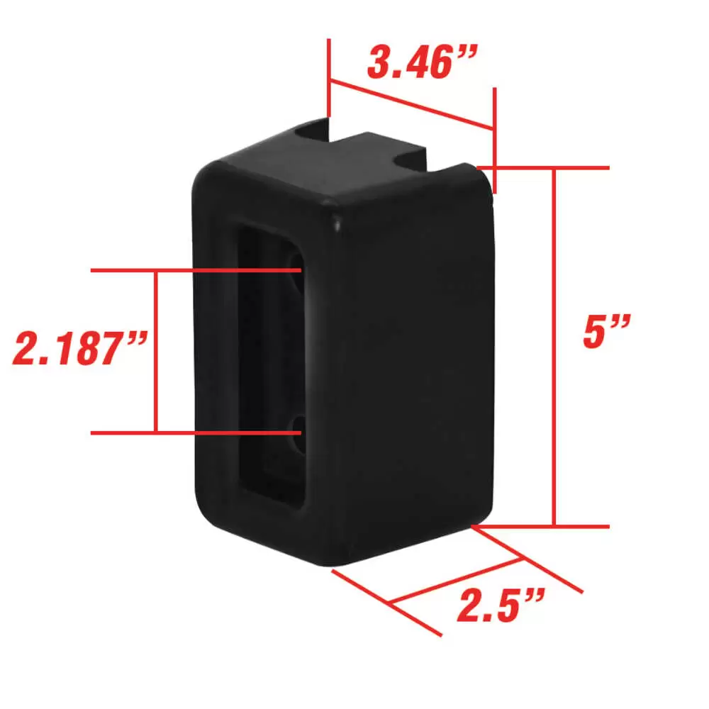 5" x 3.46" x 2.5" Rubber Dock Bumper with 2.187" Hole Centers