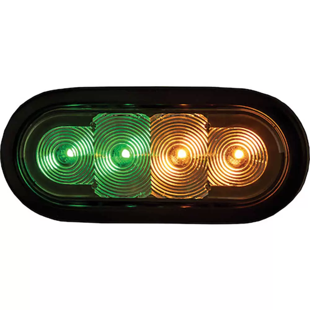 6" Amber / Green Strobe with Grommet - Multi Flash Patterns - Buyers