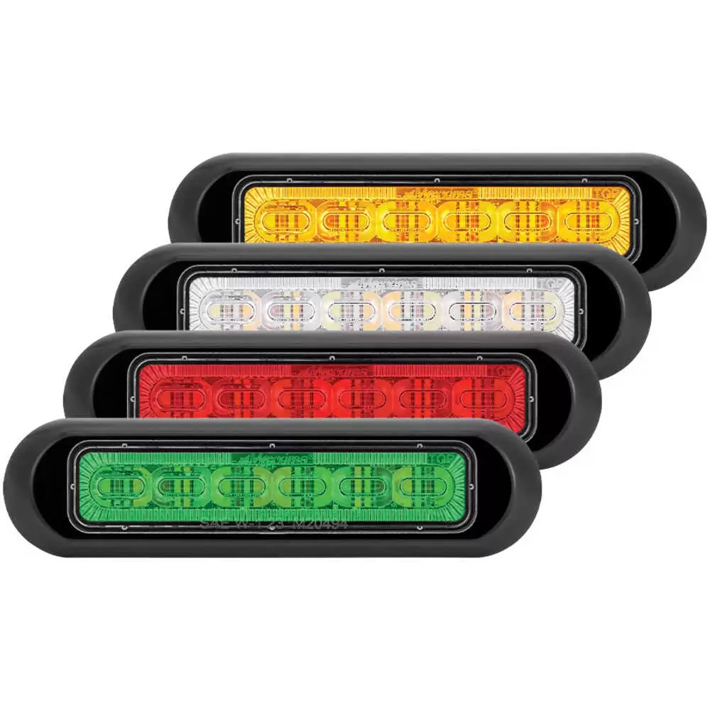 6" LED Surface Mount Warning Light - Quad Color Red/Green/Amber/White, Clear Lens - 24 LEDs