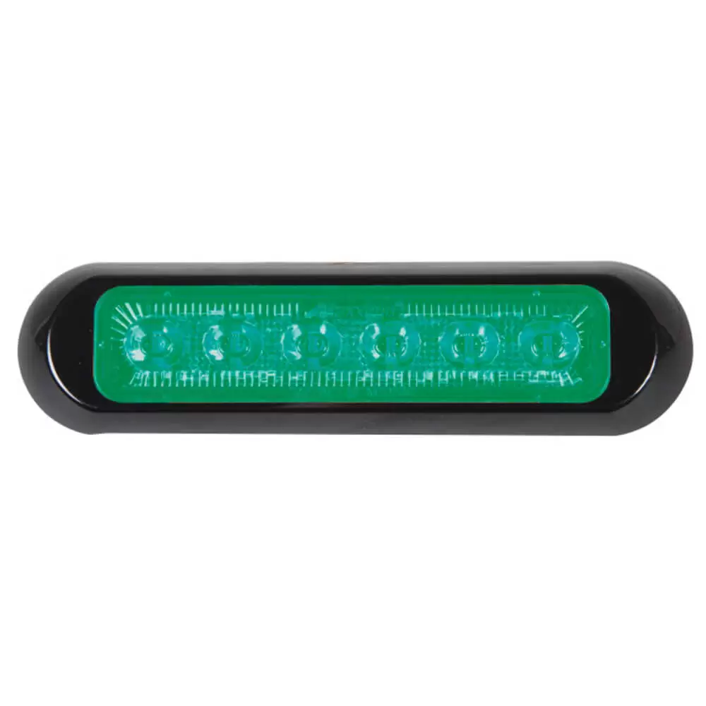 6" LED Thin Low Profile Warning Light - Dual Color Green / Amber, Clear Lens - 12 LEDs