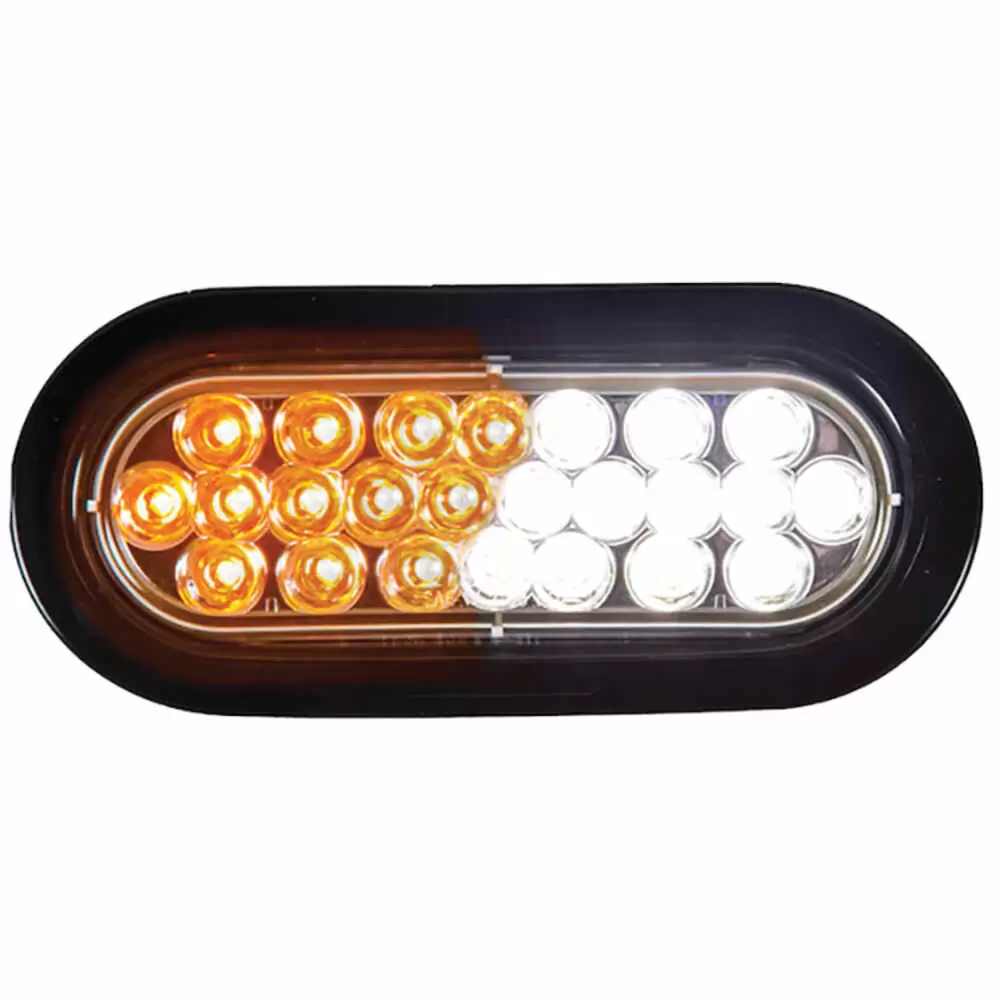 6" Oval Amber / Clear LED Strobe Light with Grommet - Multi Flash Patterns - Buyers