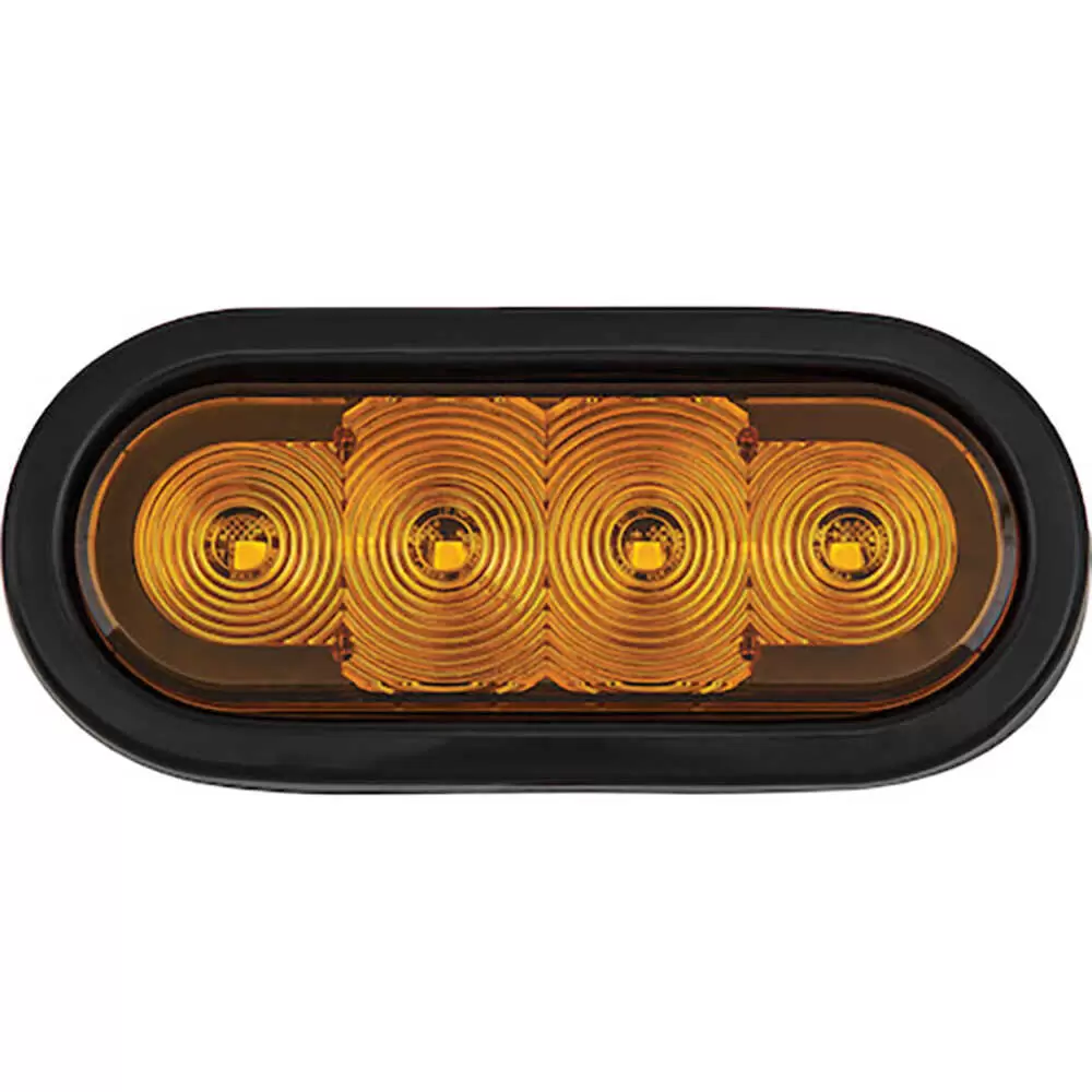 6" Oval Amber Strobe Light With Grommet - Multi Flash Patterns - Buyers