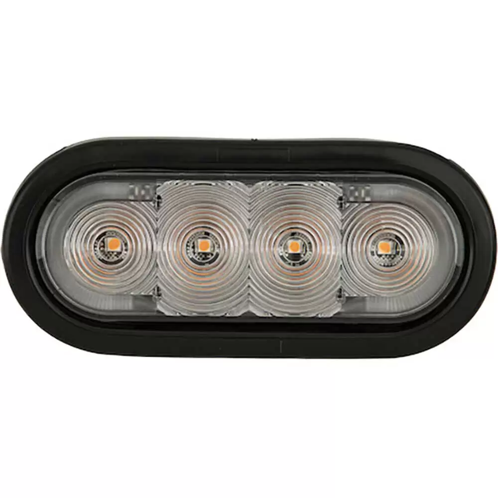 6" Oval Amber / White LED Strobe Light with Grommet - Multi Flash Patterns - Buyers