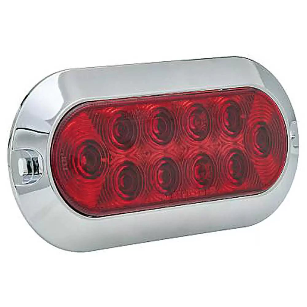 6" Oval Red Stop/Turn/Tail Surface Mount, Chrome Housing