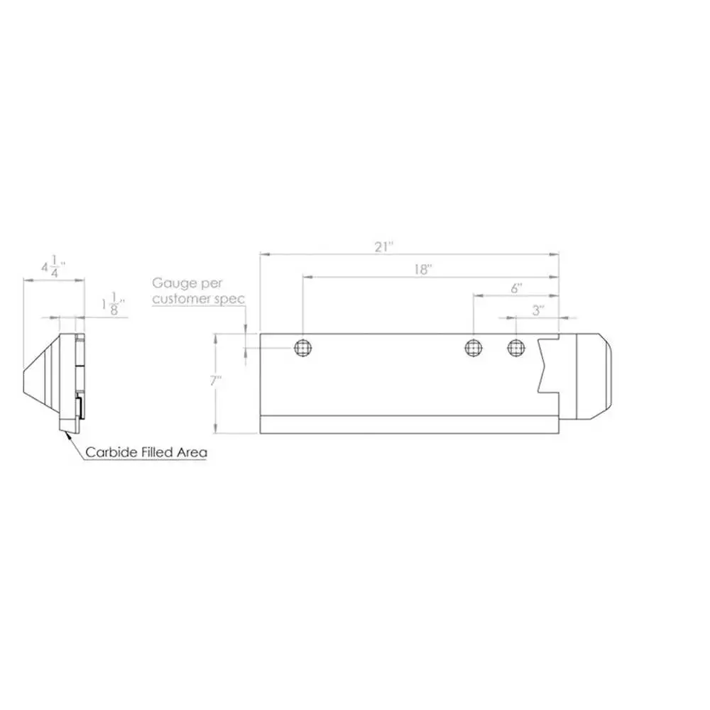 6" x 21" x 1-1/8" Right Winter CurbCast Curb/Wear Guard Cover Plate