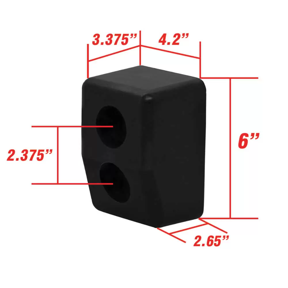 6" x 4.2" x 3.375" Rubber Dock Bumper with 2.375" Hole Centers