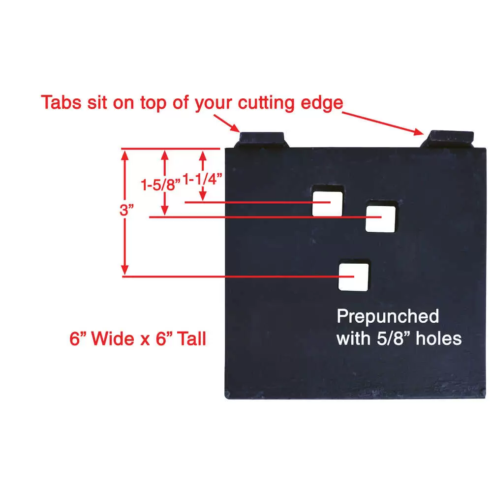 6" x 6" Carbide Universal Anti-Wear Plate for Snowplow Cutting Edges for 5/8" Bolts