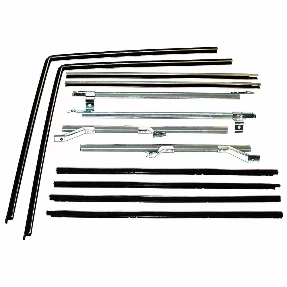 66-77 Ford Bronco Window Sweep Belt & Division Bark Kit - Driver side and Passenger side - 12 Pieces