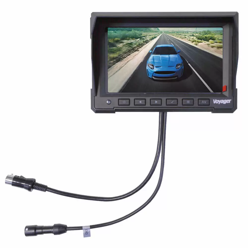 7" Rear View LCD Color Monitor for a Wired System with 3 Camera Inputs