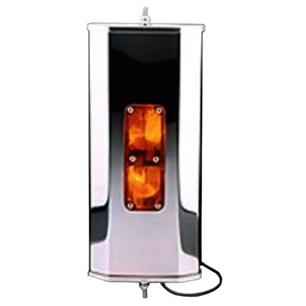 7" x 16" Angle back square corner stainless-steel mirror head, heated & lighted - universal