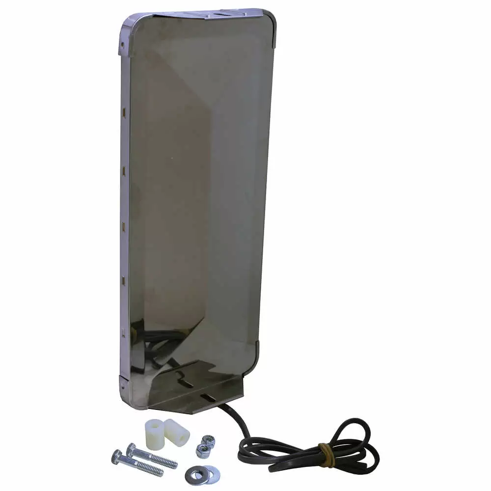7" x 16" Heated Polished Stainless Steel West Coast Mirror Head - universal