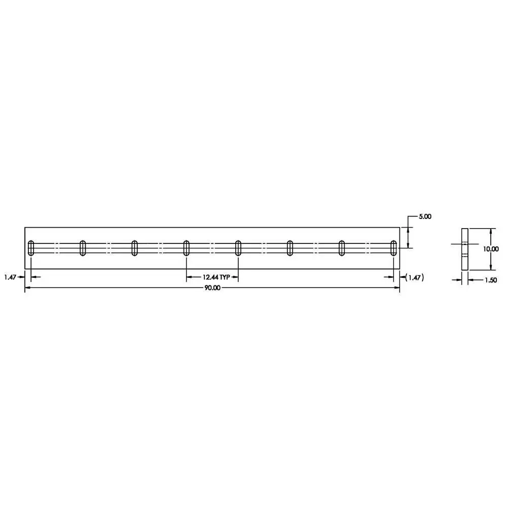7.5' x 10" x 1.5" Rubber Cutting Edge with Bolt Kit - Fisher 5532