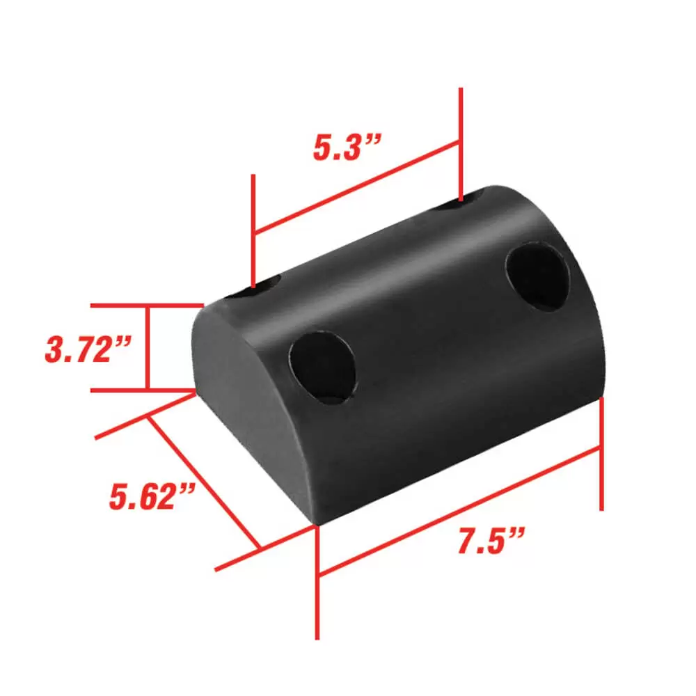 7.5" x 5.562" x 3.72" Rubber Dock Bumper with 5.3" Hole Centers