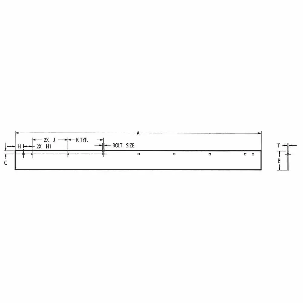 7.5' x 6" x 3/8" Steel Cutting Edge Blade - Western Poly & Poly Pro