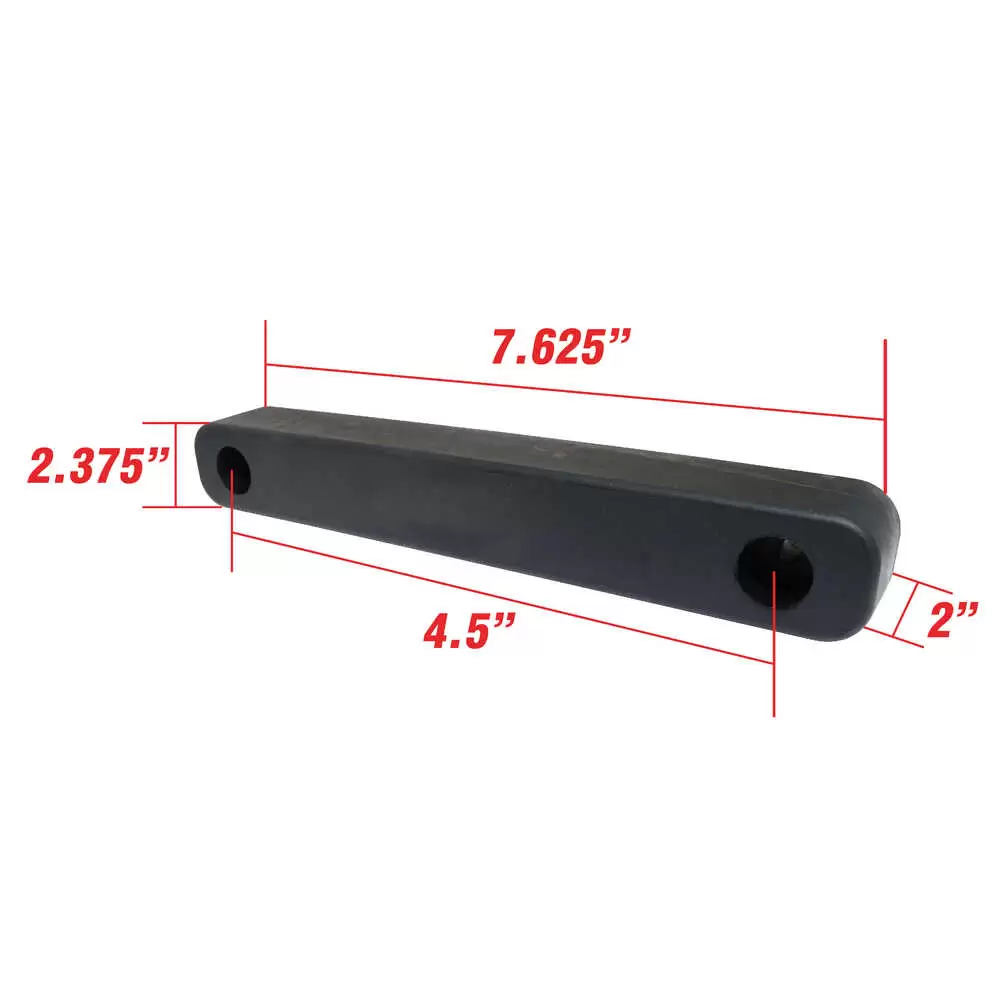 7.625" x 2.375" x 2" Rubber Dock Bumper with 4.5" Hole Centers