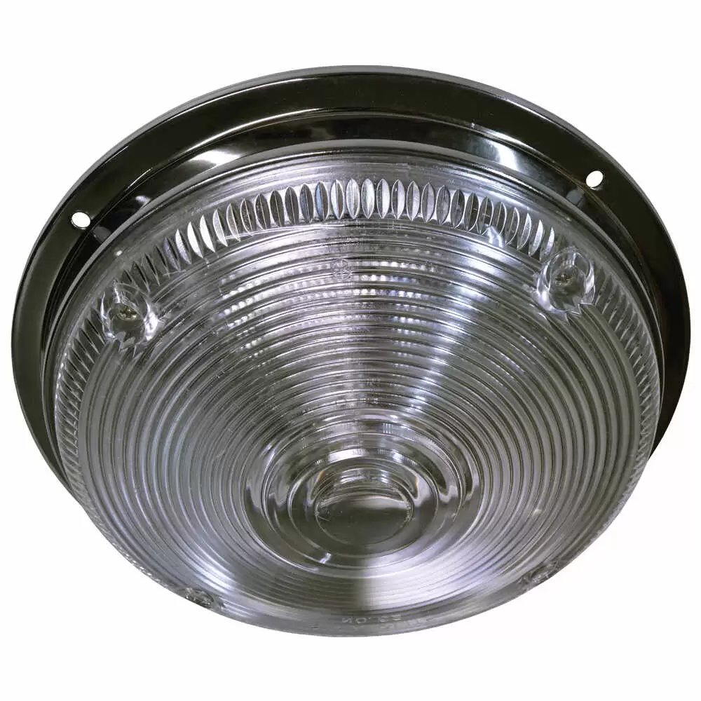 8-1/4" Dia. Chrome Plated Steel Base Dome Lamp with Clear Lens without Switch