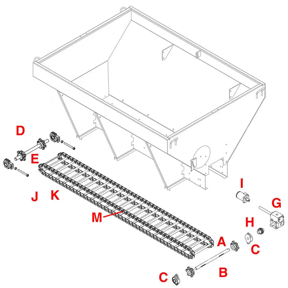 8' Hopper spreader conveyor chain that fits Fisher RC 123 links - 9177 1451110