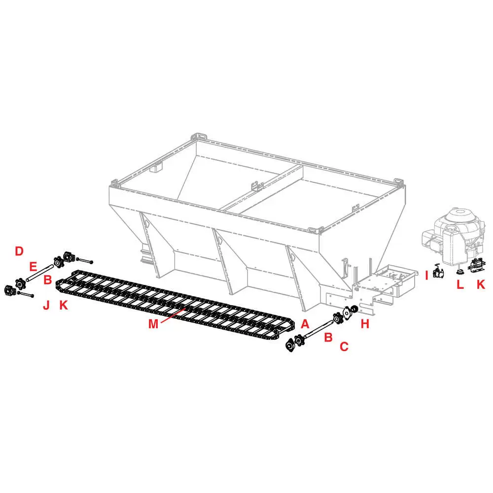 8' Hopper spreader conveyor chain that fits Fisher RC 123 links - 9177 1451110
