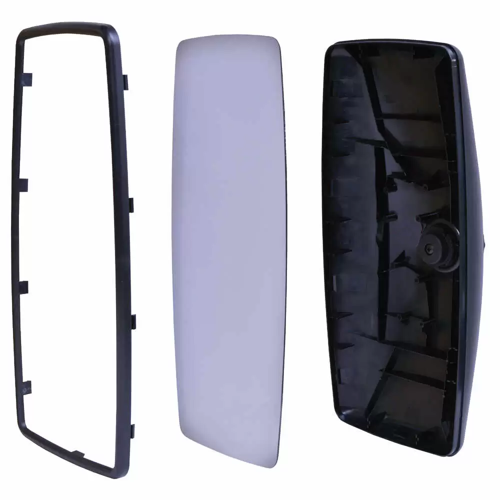8" x 17" Manual Mirror Head with Flat Glass and 1-1/8" Mounting Clamp - Black- Fits International DuraStar WorkStar ProStar 