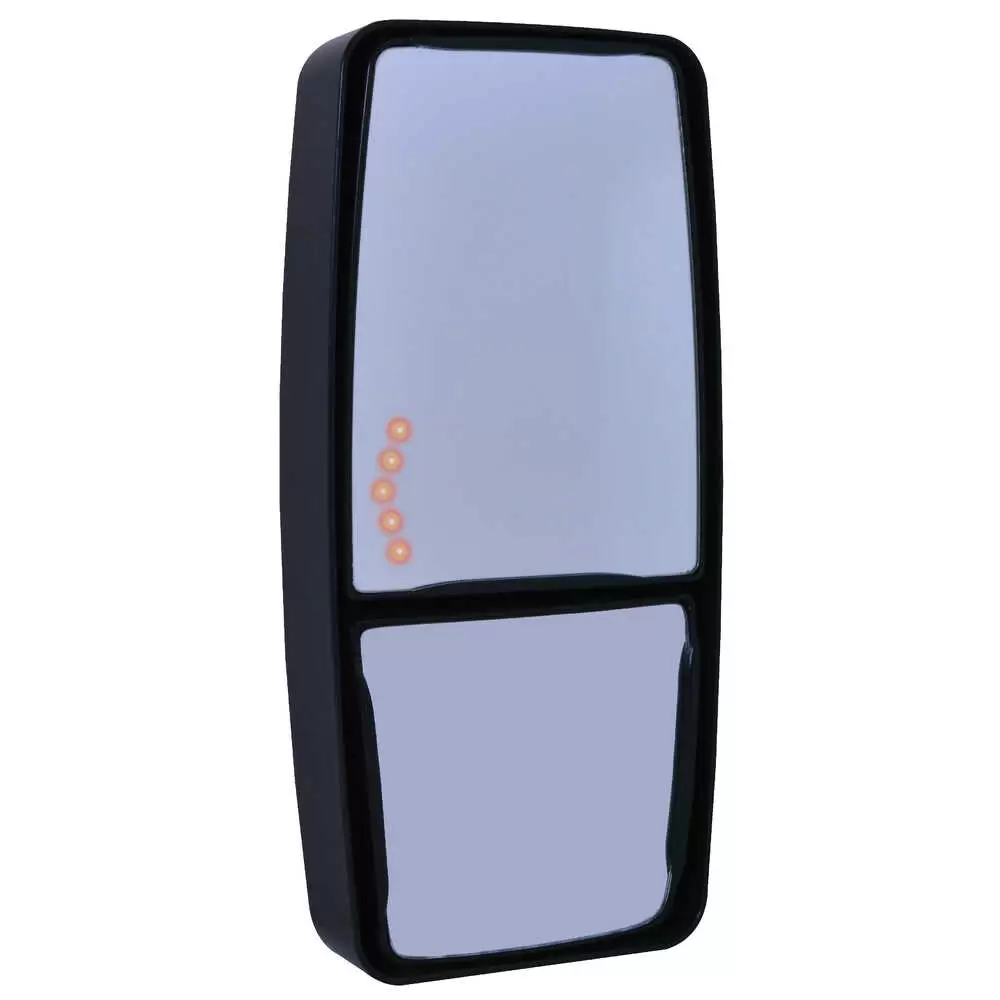 8" x 17" Motorized Dual Mirror Head Bottom Mount with LED Arrow - Driver side - Left
