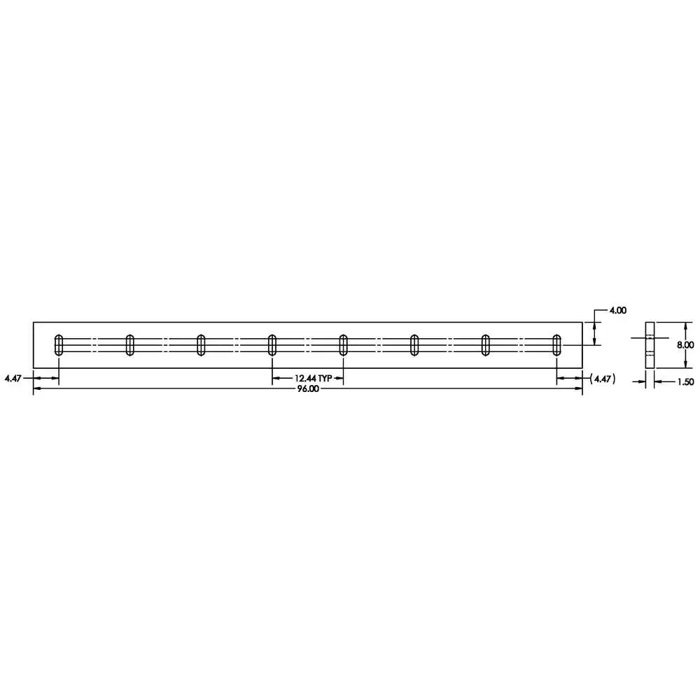 8' x 8" x 1-1/2" Rubber Cutting Edge Blade with Hardware - Fits Meyer C-8