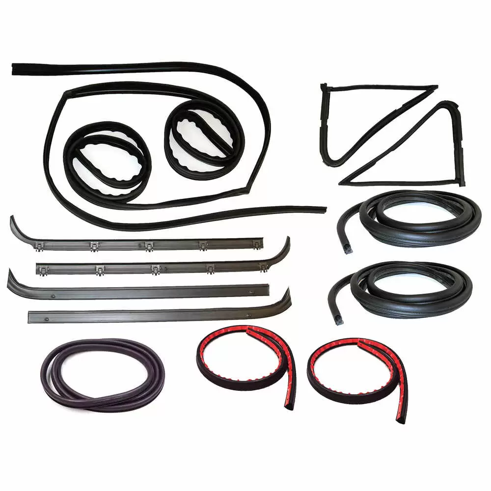 80-83 Ford F100 Pickup Truck Glass Run Window Channel & Felt Sweep Belt & Door Seal Kit