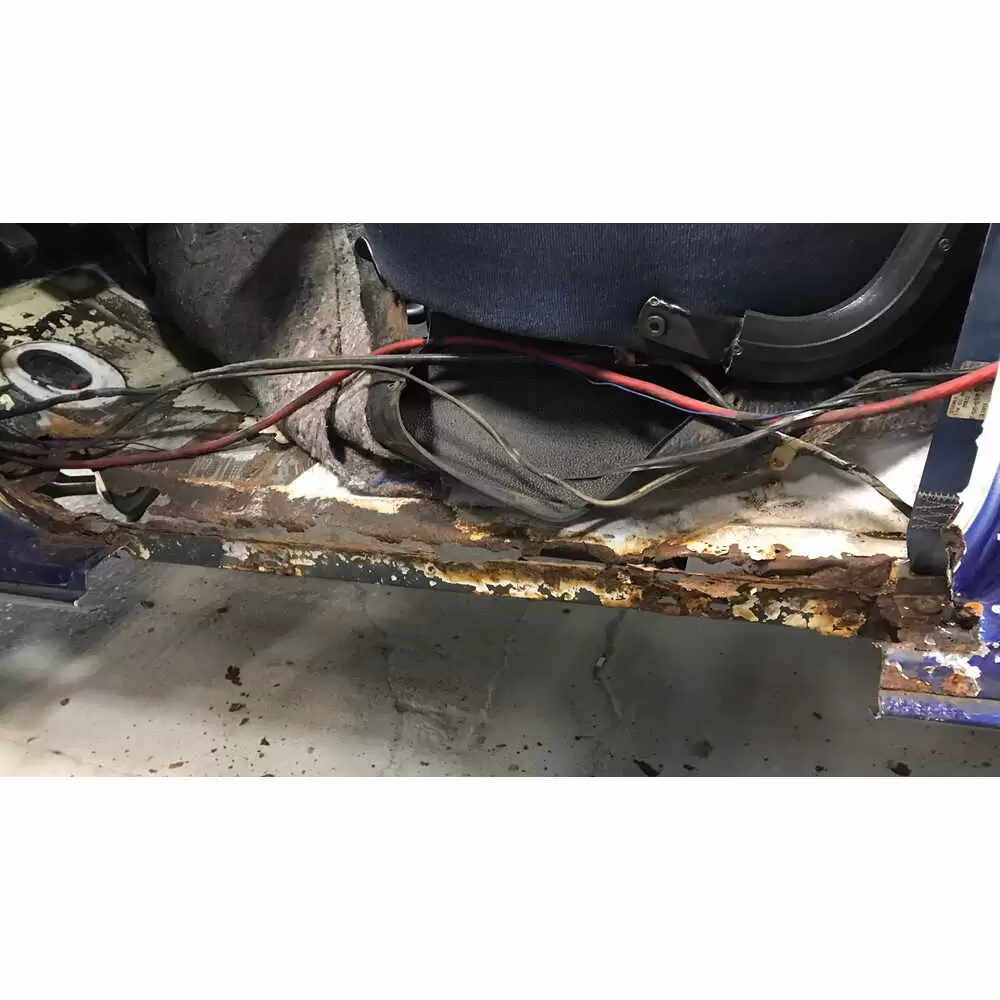 80-98 Ford F350 Pickup Outer Cab Floor Section with Weather Strip Channel - Left Side