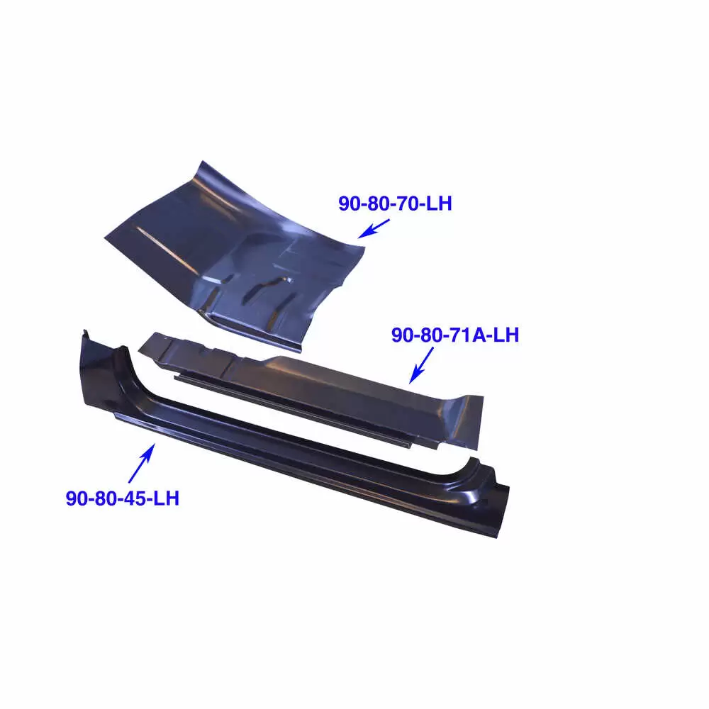 80-98 Ford F350 Pickup Rocker Panel with Lower Door Posts - Left Side