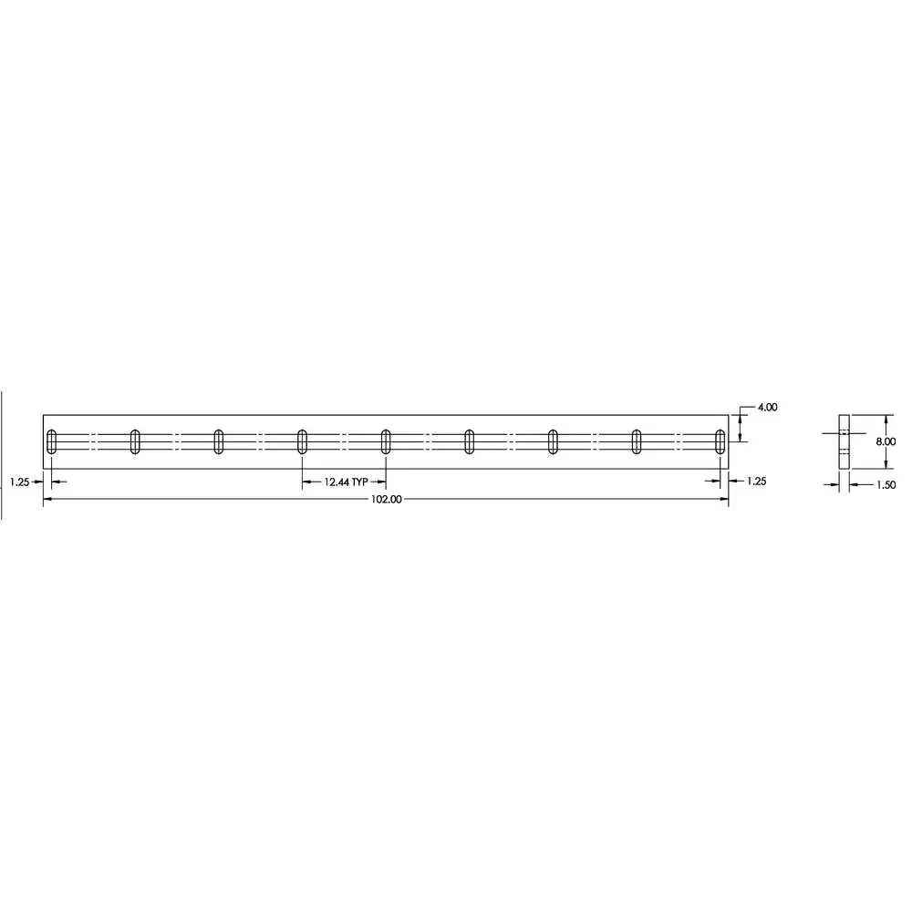 8.5' x 8" x 1-1/2" Rubber Cutting Edge Blade, 9-hole Pattern on the Blade - Fits Meyer C-8.5