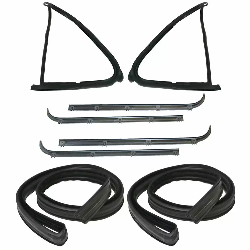 87-91 Ford Bronco Front Sweep Belt Weatherstrip - Vent Window Seal - Window Channel - 8 Piece Kit - Driver and Passenger Side