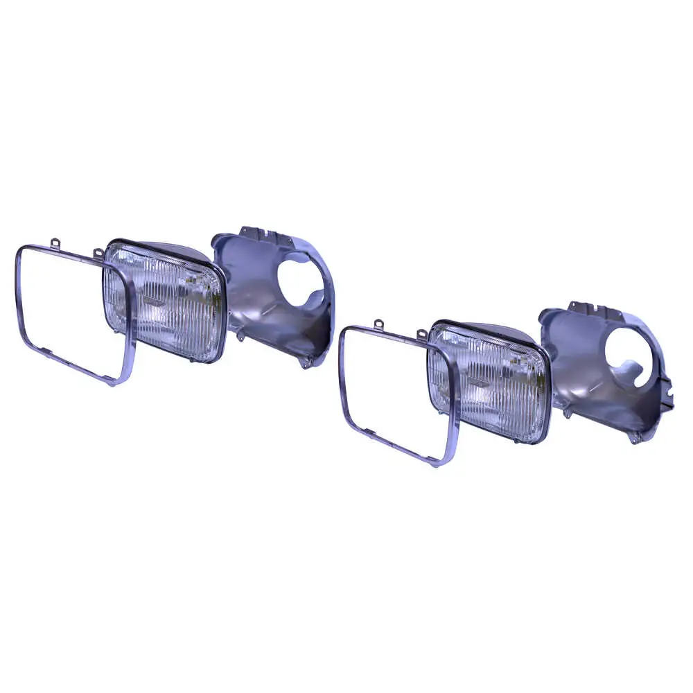 87-96 Jeep Wrangler YJ 5" x 7" Headlight Bucket & Retaining Ring Kit with Halogen Headlight