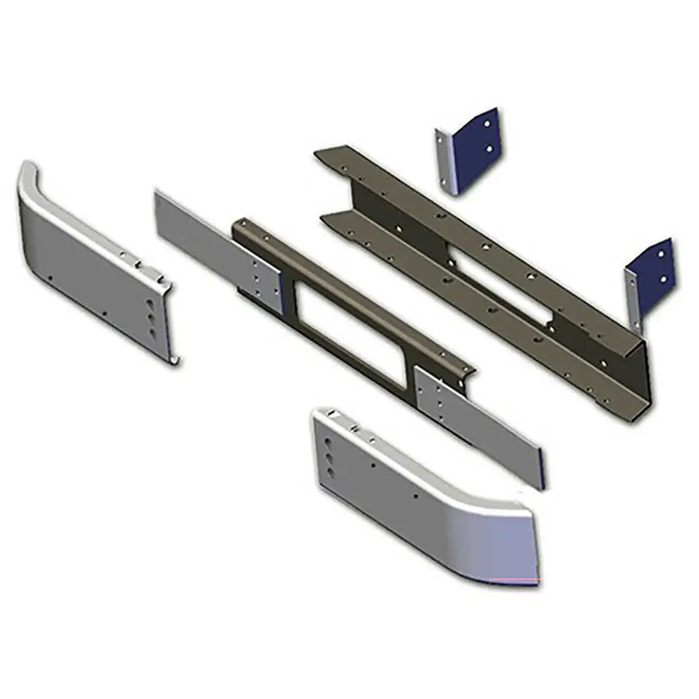 88" Spring Back Front Bumper Assembly with License Plate Mounts & Center Cutout - Fits Freightliner