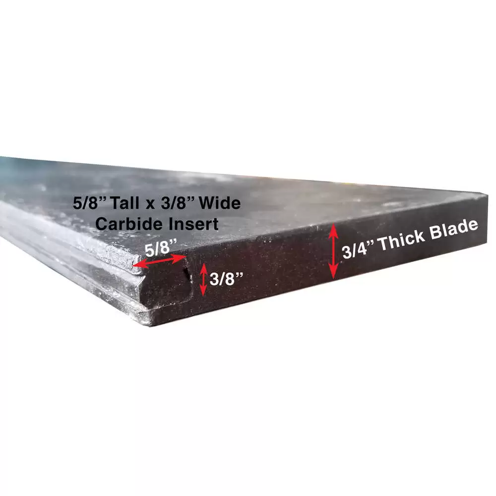 96" Carbide Steel 2 Piece Cutting Edge Blade Kit has 5/8" Tall Carbide Insert, Top Punch with 10 Mounting Holes - Replaces Boss STB03003 1304752