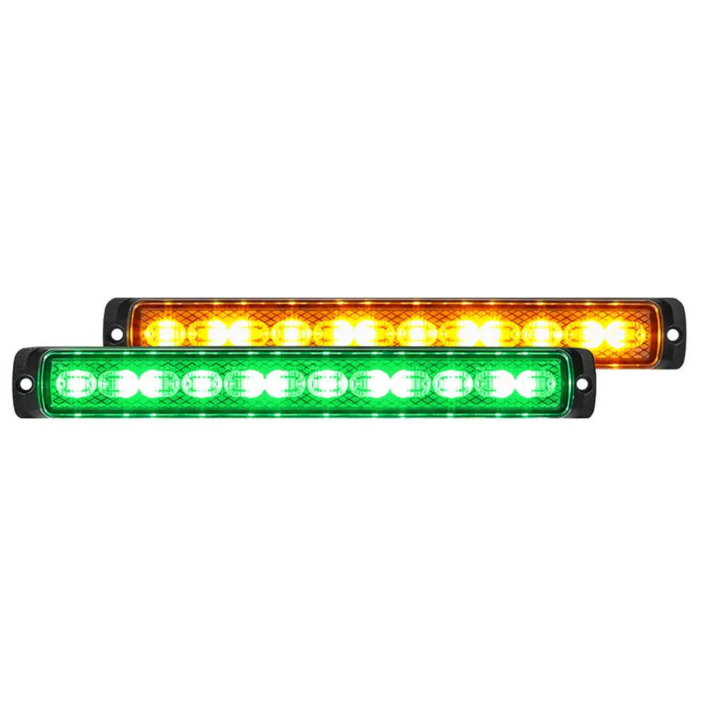 9.75" Surface Mount Warning Dual-Color, 24 led Amber/Green Clear Lens