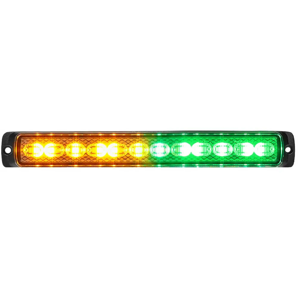 9.75" Surface Mount Warning Tricolor, 36 LED Amber/Green/White Clear Lens
