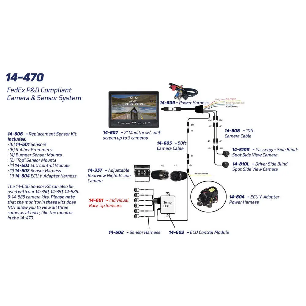 Backup Sensor for 14-470 FedEx P&D Compliant Camera System