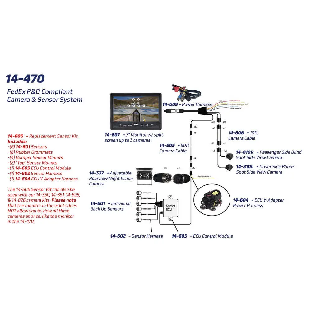 Backup Sensor Kit for FedEx P&D Compliant Camera System - 6 Sensors