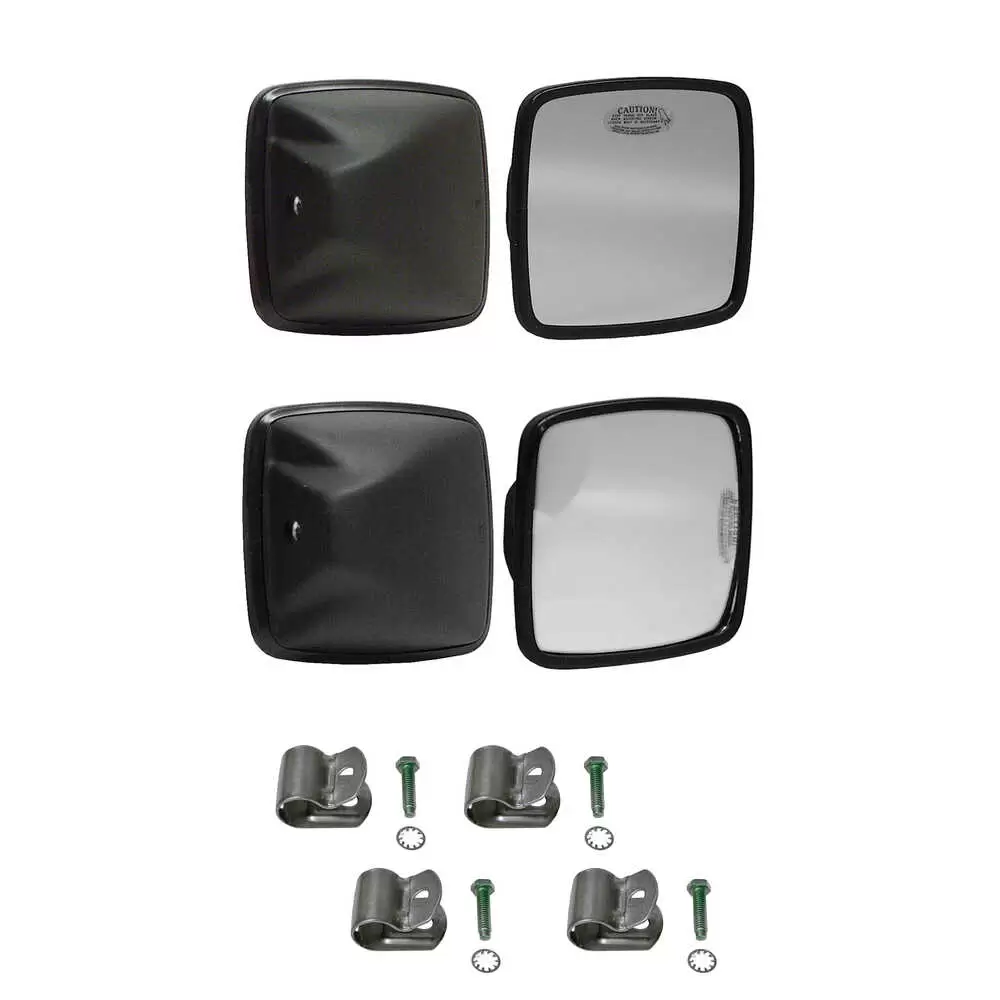 Black Plastic Mirror Head Kit - 6.5" x 6" Convex Glass Heads & 6.5" x 6" Flat Glass Heads - Velvac