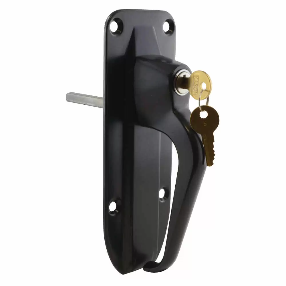Black Rear Door Locking Handle with cylinder and keys. Large mounting plate - Genuine Kason