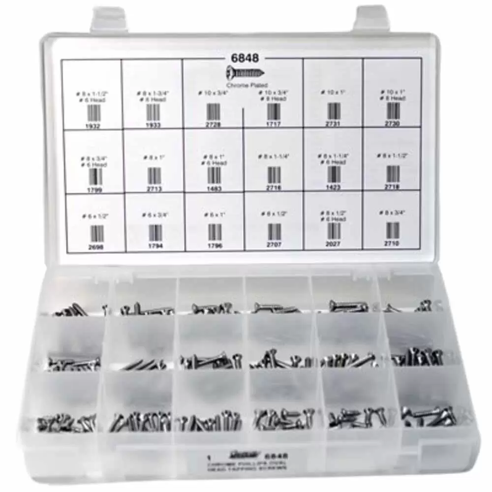 Chrome Plated Phillips Oval Head Tapping Screw for Walkin Vans. Auveco 6848