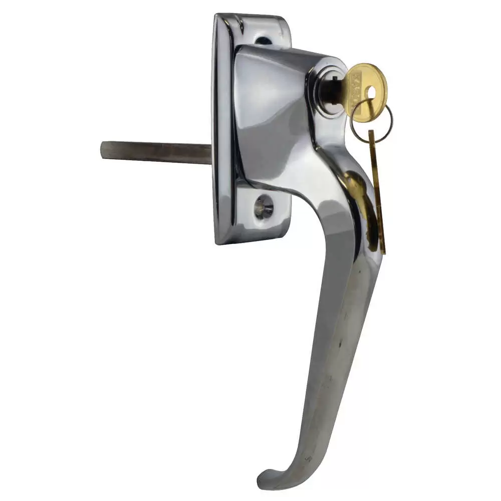 Chrome Push Button Locking Rear Door Handle with 5/16" x 3-3/4" Shaft - Genuine Kason - Keyed #20