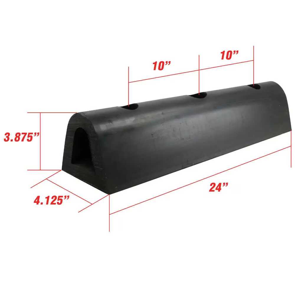 "D" Shape Dock Bumper - 24" x 4.125" x 3.875" with 10" Hole Centers