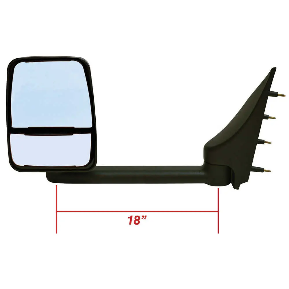 Deluxe Manual Mirror Assembly for 102" Body - Driver side - Black - Left Side Velvac 714519