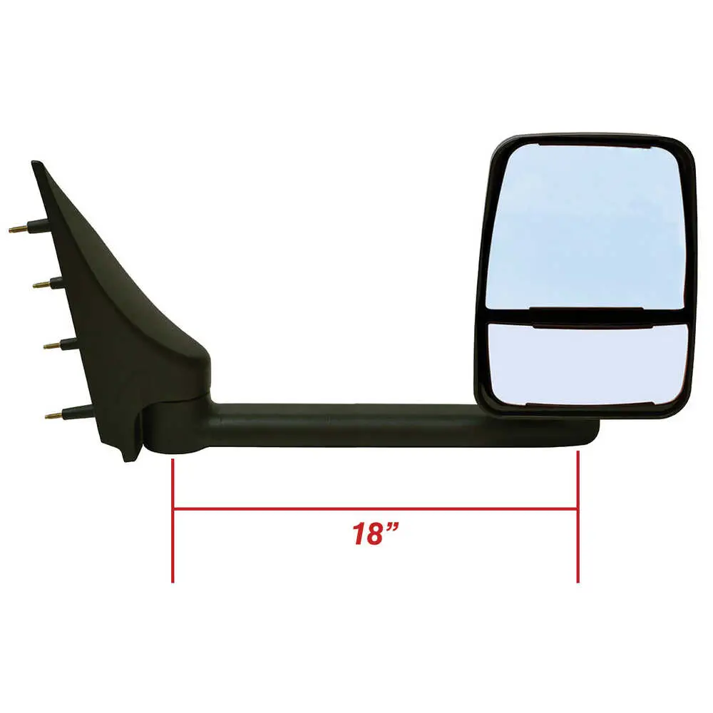 Deluxe Manual Mirror Assembly for 102" Body - Passenger side - Black - Right Side Velvac 714520