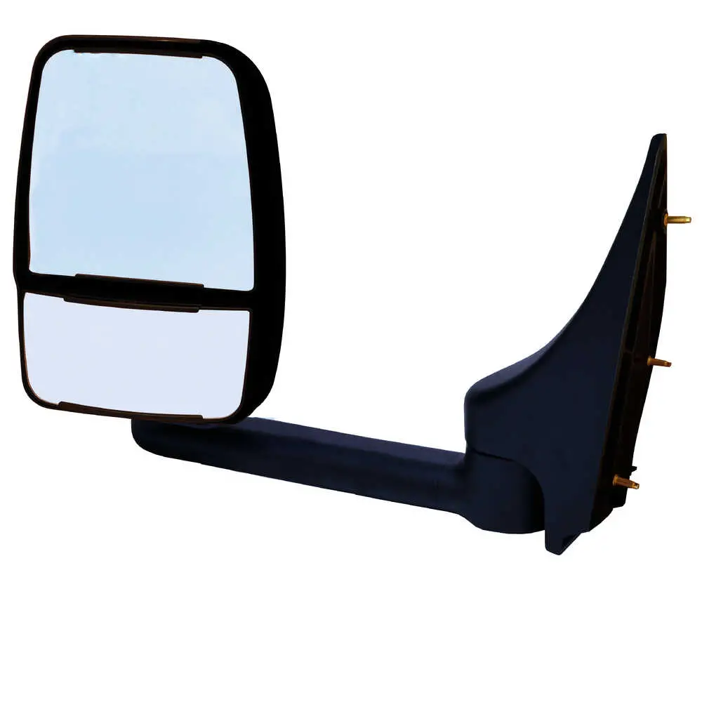 Deluxe Manual Mirror Assembly for 96" Body, Black - Driver/Left Side - Fits Ford E350
