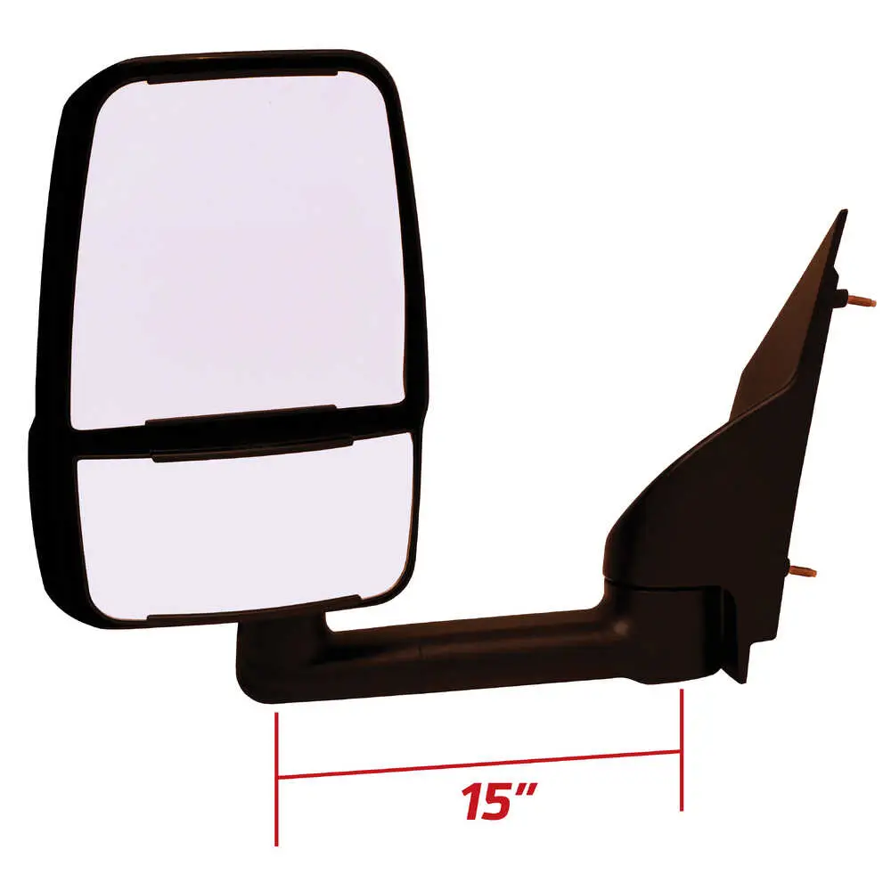 Deluxe Manual Mirror Assembly for 96" Body, Black - Right/Passenger side