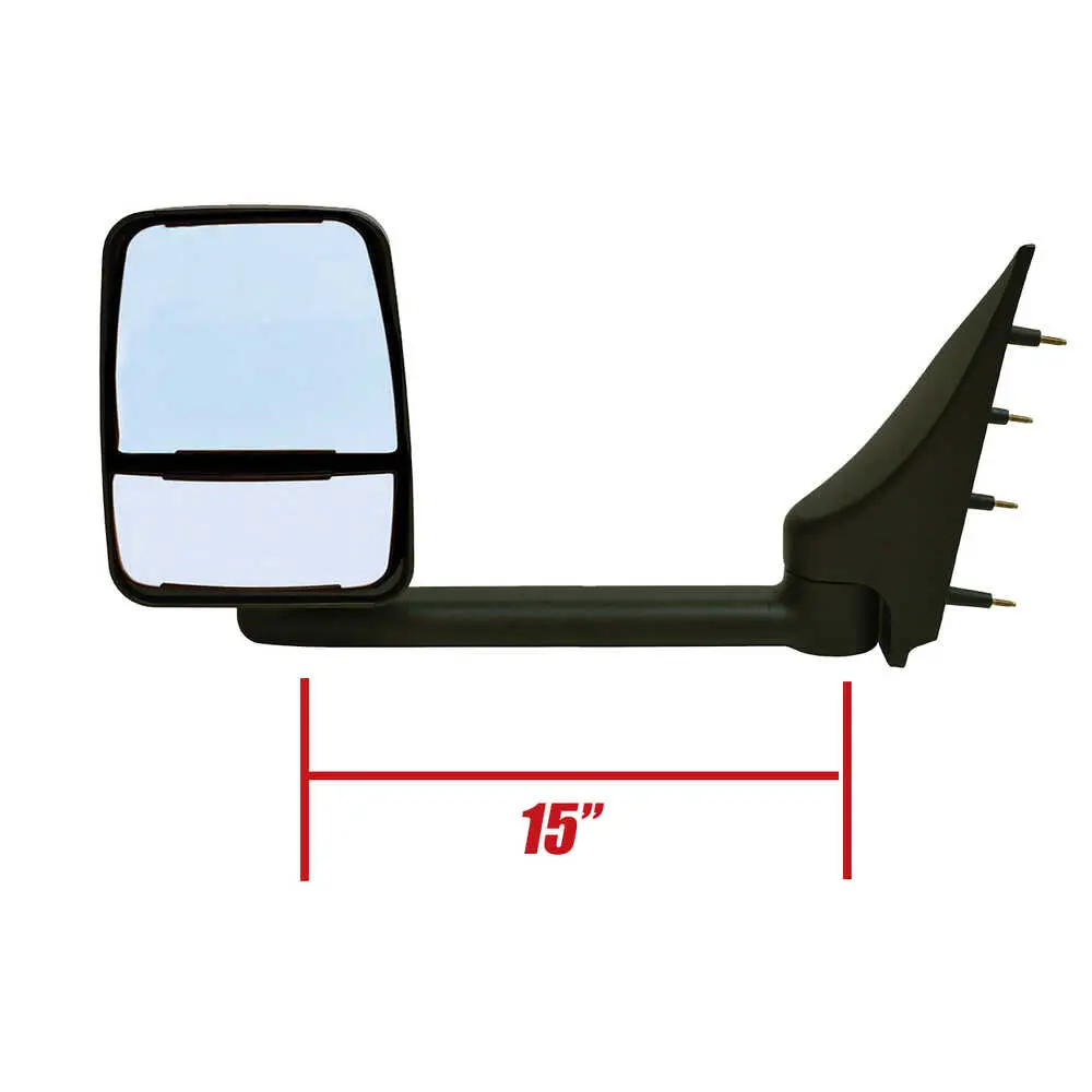 Deluxe Manual Mirror Assembly for 96" Body - Driver side - Black - Left Side Velvac 714517